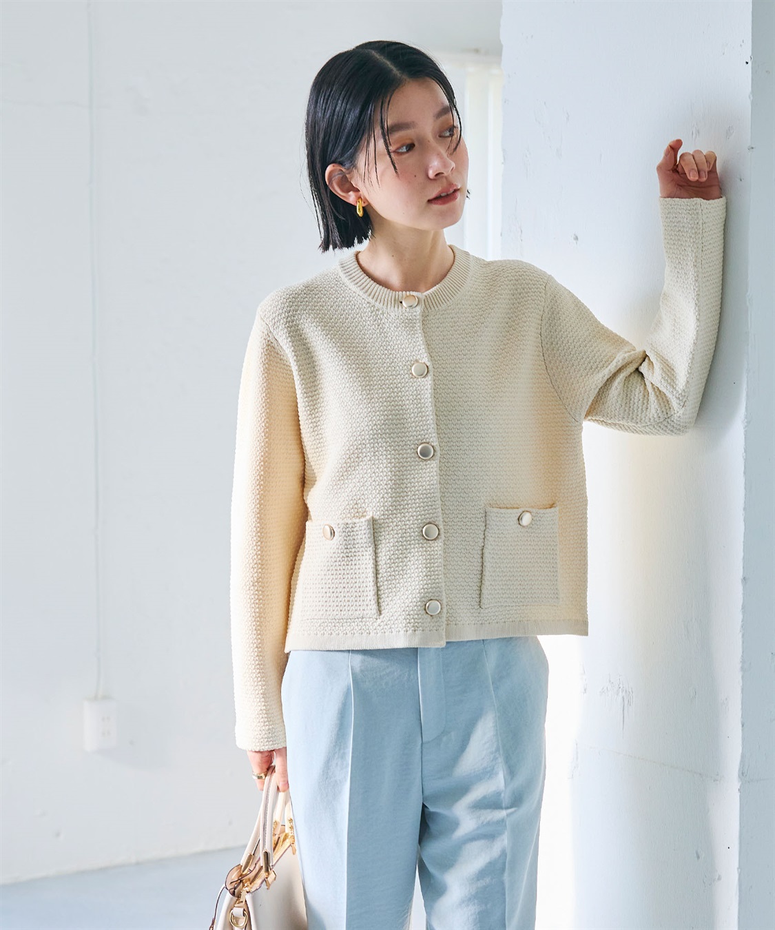 CROSS FUNCTION 《洗える》サマ美え 金釦ニットジャケット_sub_3