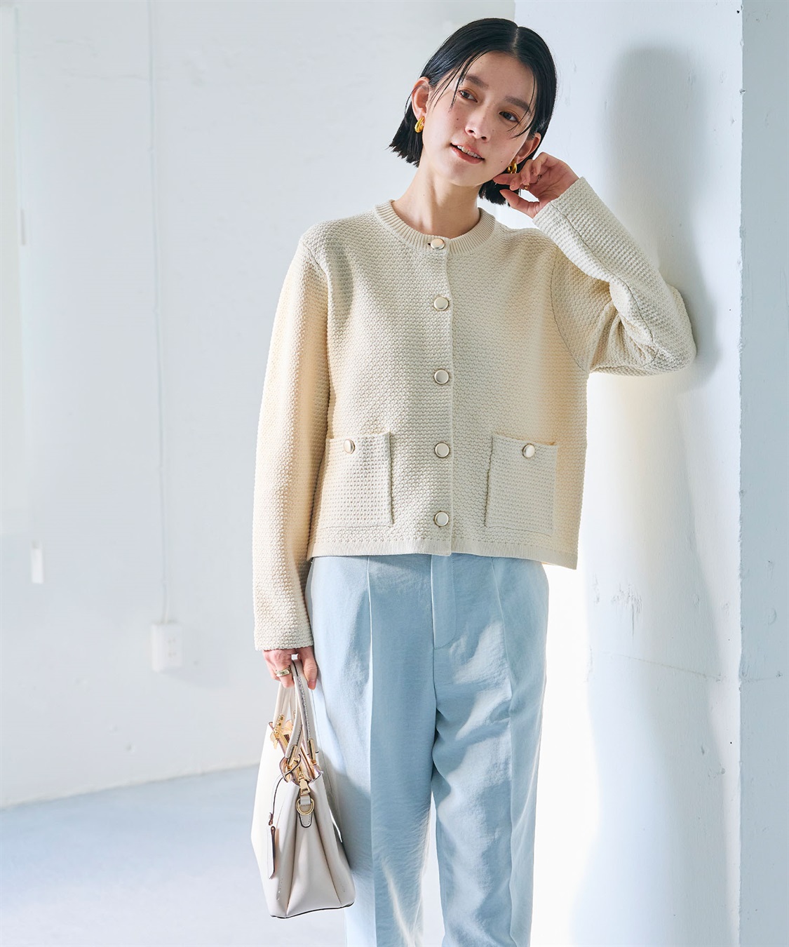 CROSS FUNCTION 《洗える》サマ美え 金釦ニットジャケット_sub_4
