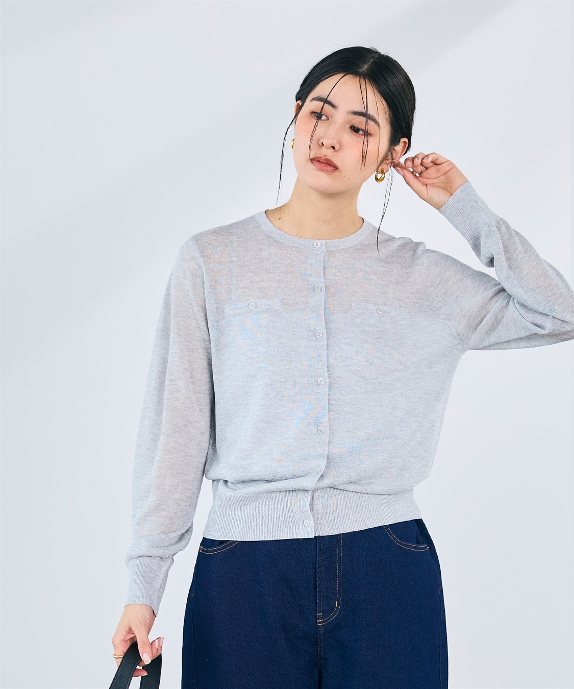 CROSS FUNCTION 《洗える》サマ美え フロントポケットシアーカーディガン_sub_3