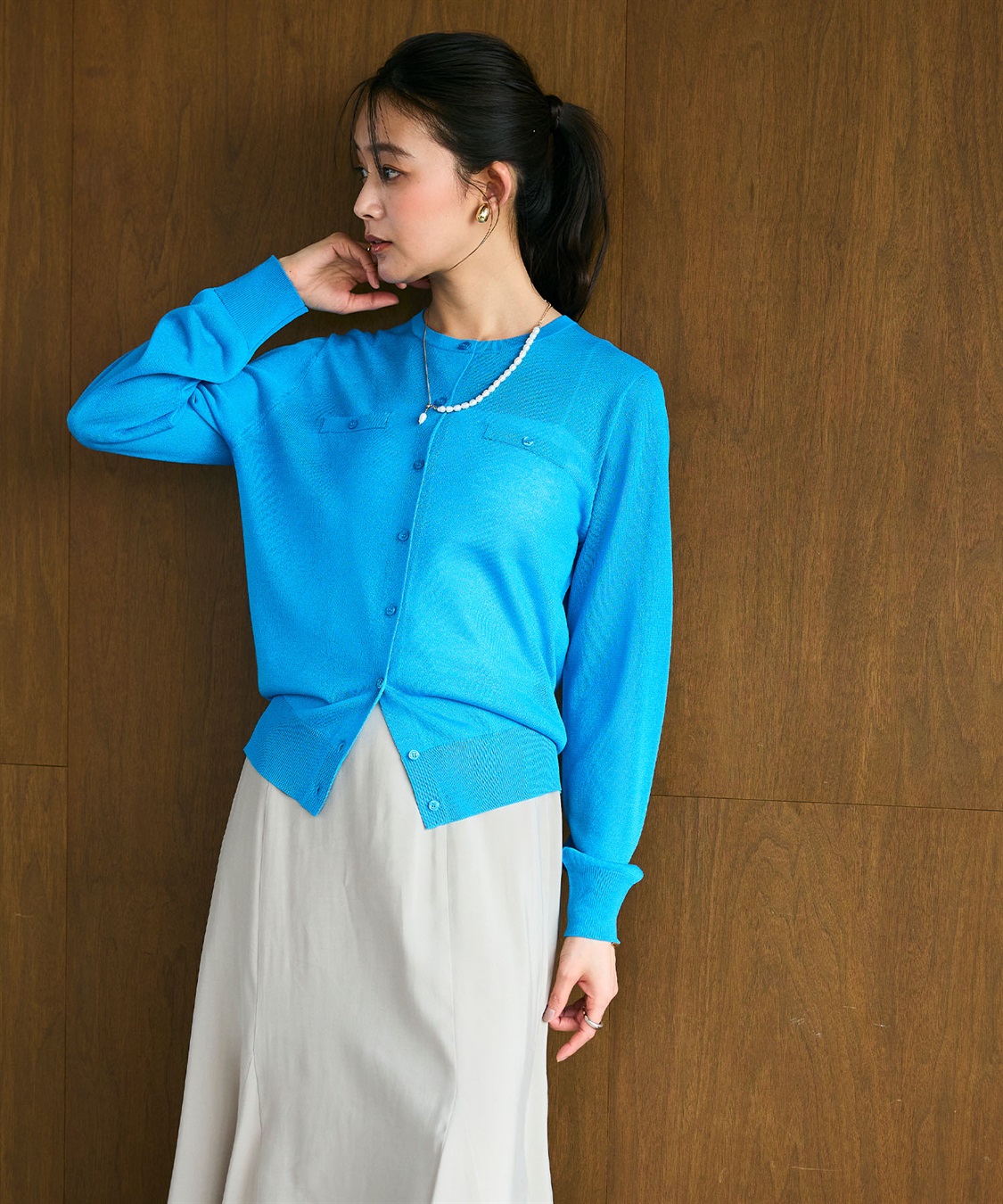 CROSS FUNCTION 《洗える》サマ美え フロントポケットシアーカーディガン_sub_4