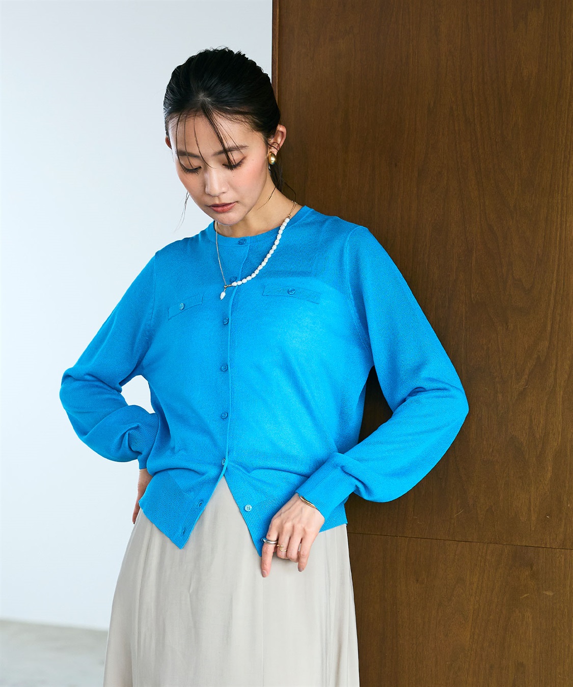 CROSS FUNCTION 《洗える》サマ美え フロントポケットシアーカーディガン_sub_7