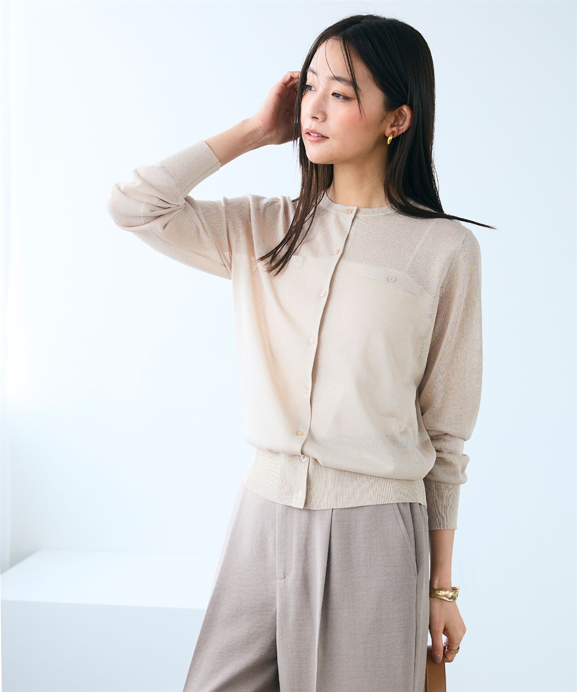 CROSS FUNCTION 《洗える》サマ美え フロントポケットシアーカーディガン_sub_19