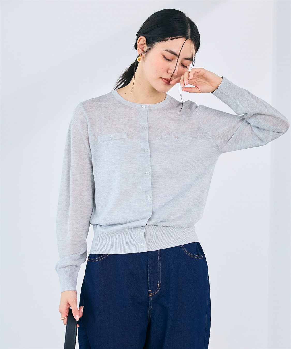 CROSS FUNCTION 《洗える》サマ美え フロントポケットシアーカーディガン_sub_23