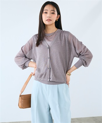 CROSS FUNCTION 《洗える》サマ美え シアーリブニットVネックカーディガン_subthumb_2