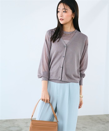 CROSS FUNCTION 《洗える》サマ美え シアーリブニットVネックカーディガン_subthumb_3