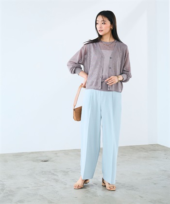 CROSS FUNCTION 《洗える》サマ美え シアーリブニットVネックカーディガン_subthumb_8