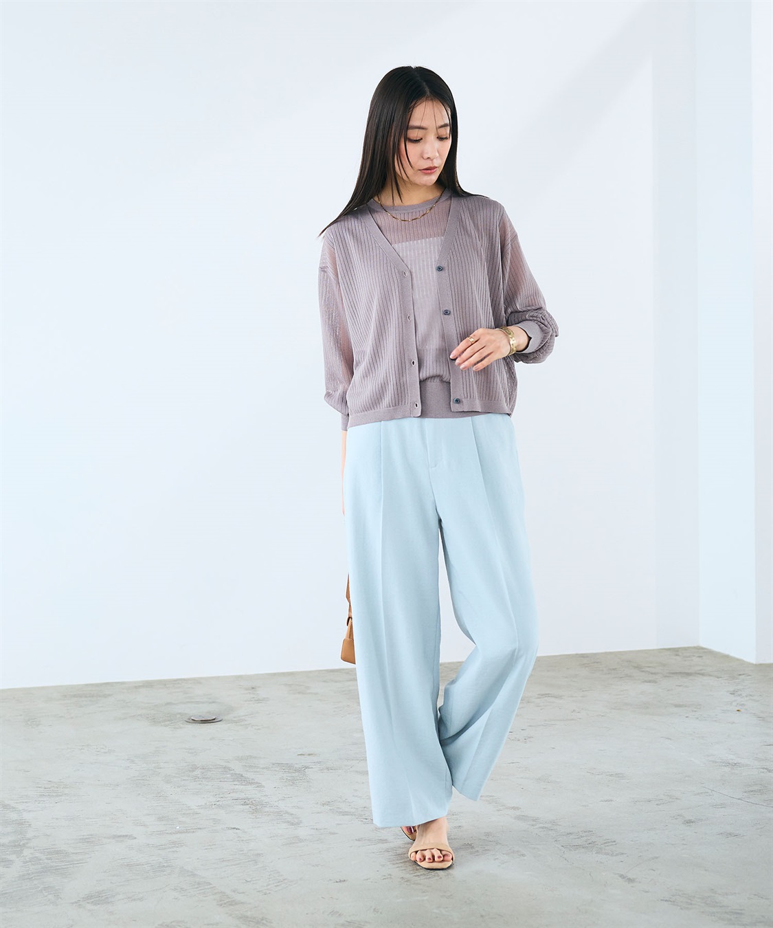 CROSS FUNCTION 《洗える》サマ美え シアーリブニットVネックカーディガン_sub_9