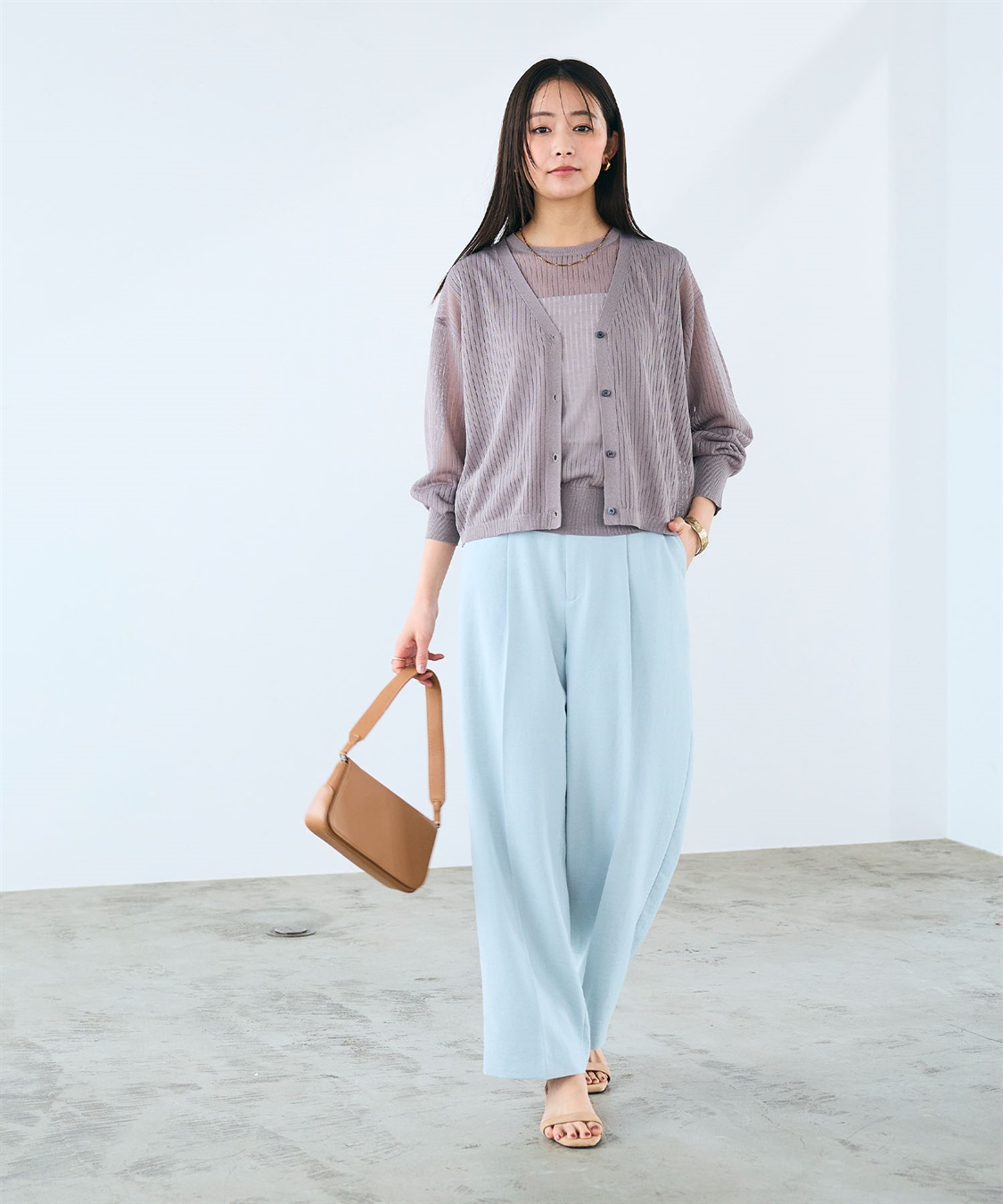 CROSS FUNCTION 《洗える》サマ美え シアーリブニットVネックカーディガン_sub_10