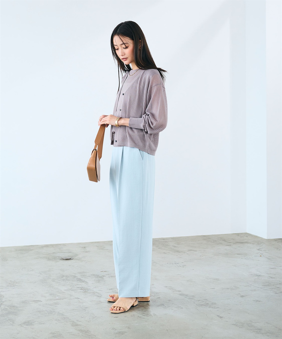 CROSS FUNCTION 《洗える》サマ美え シアーリブニットVネックカーディガン_sub_11