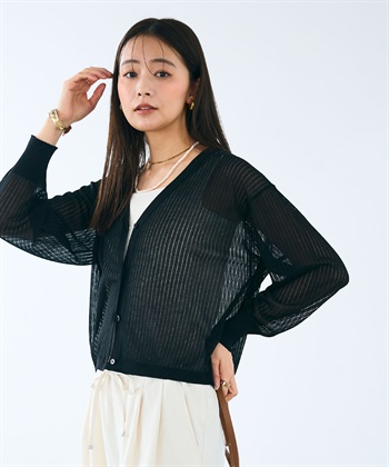 CROSS FUNCTION 《洗える》サマ美え シアーリブニットVネックカーディガン_subthumb_13