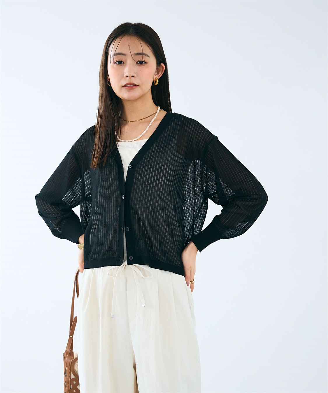 CROSS FUNCTION 《洗える》サマ美え シアーリブニットVネックカーディガン_sub_14