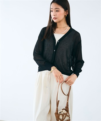 CROSS FUNCTION 《洗える》サマ美え シアーリブニットVネックカーディガン_subthumb_15