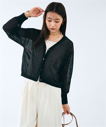 CROSS FUNCTION 《洗える》サマ美え シアーリブニットVネックカーディガン_subthumb_16