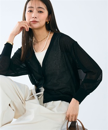 CROSS FUNCTION 《洗える》サマ美え シアーリブニットVネックカーディガン_subthumb_17
