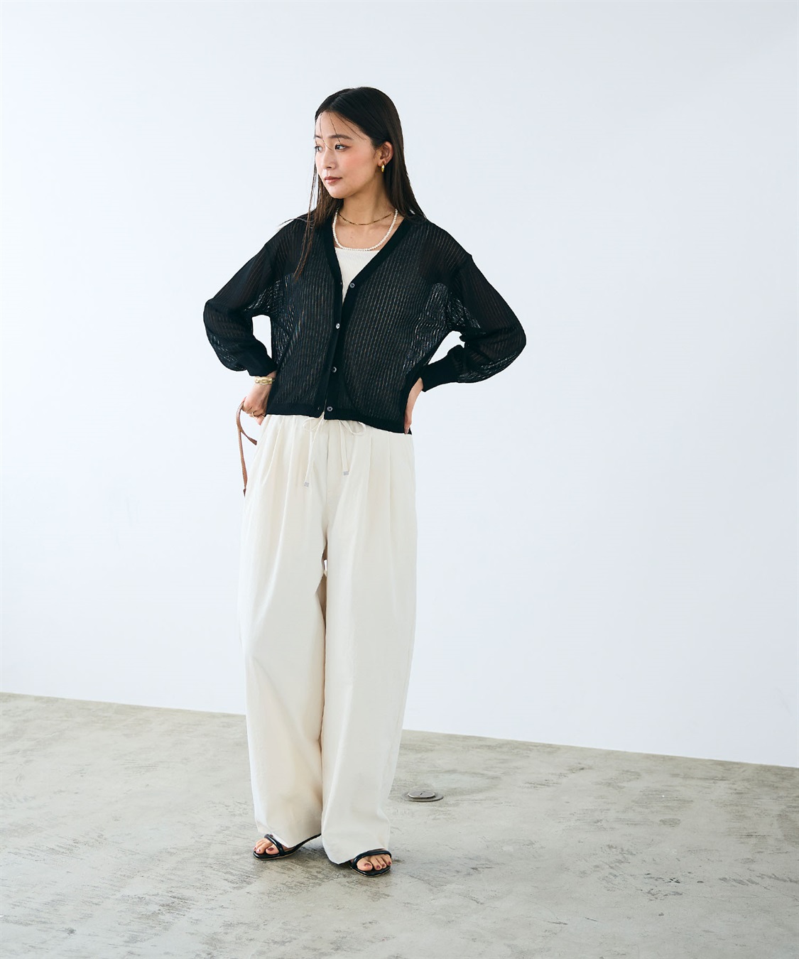 CROSS FUNCTION 《洗える》サマ美え シアーリブニットVネックカーディガン_sub_19