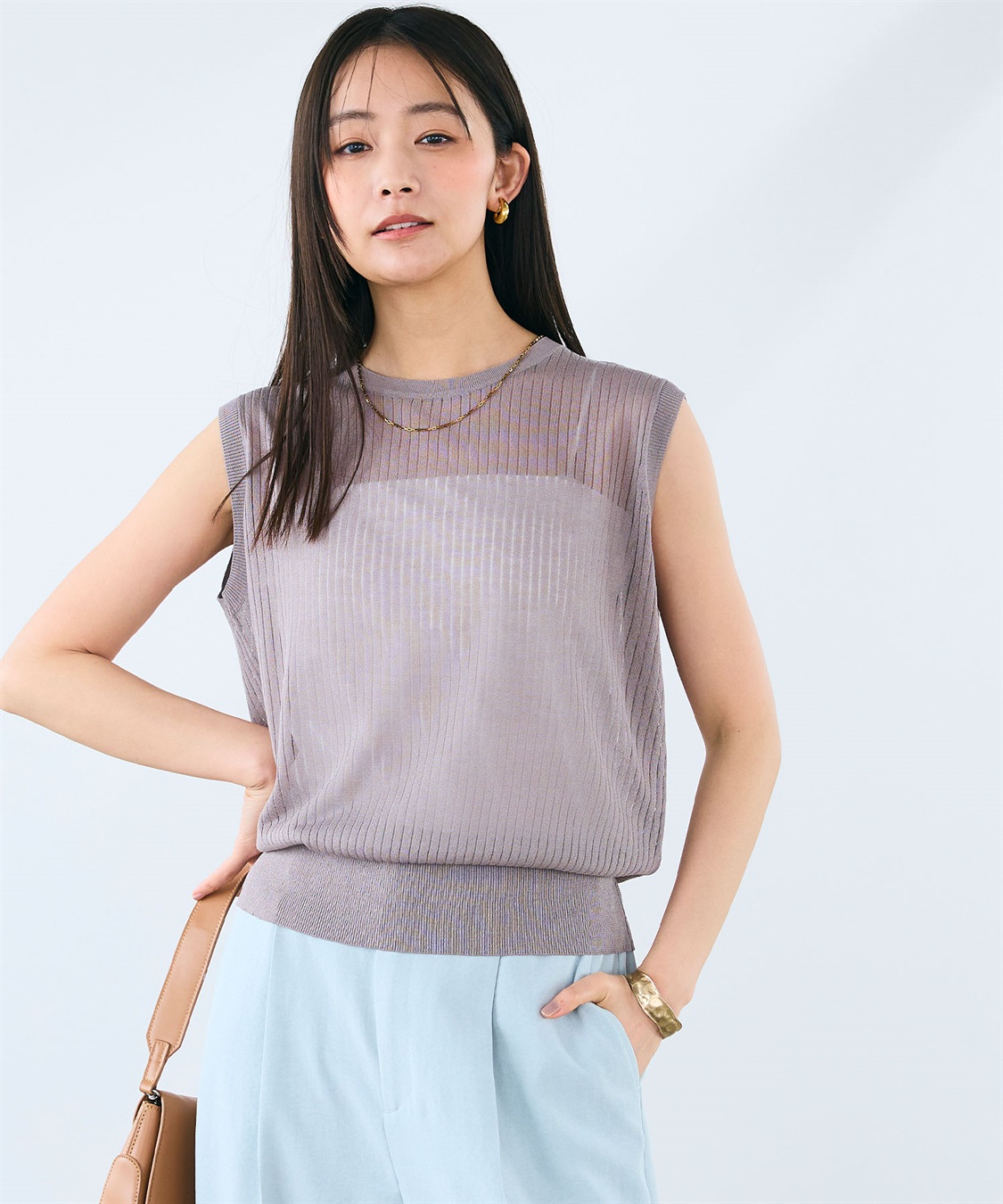 CROSS FUNCTION 《洗える》サマ美え シアーリブニットベスト_sub_2