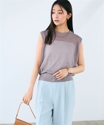 CROSS FUNCTION 《洗える》サマ美え シアーリブニットベスト_subthumb_3