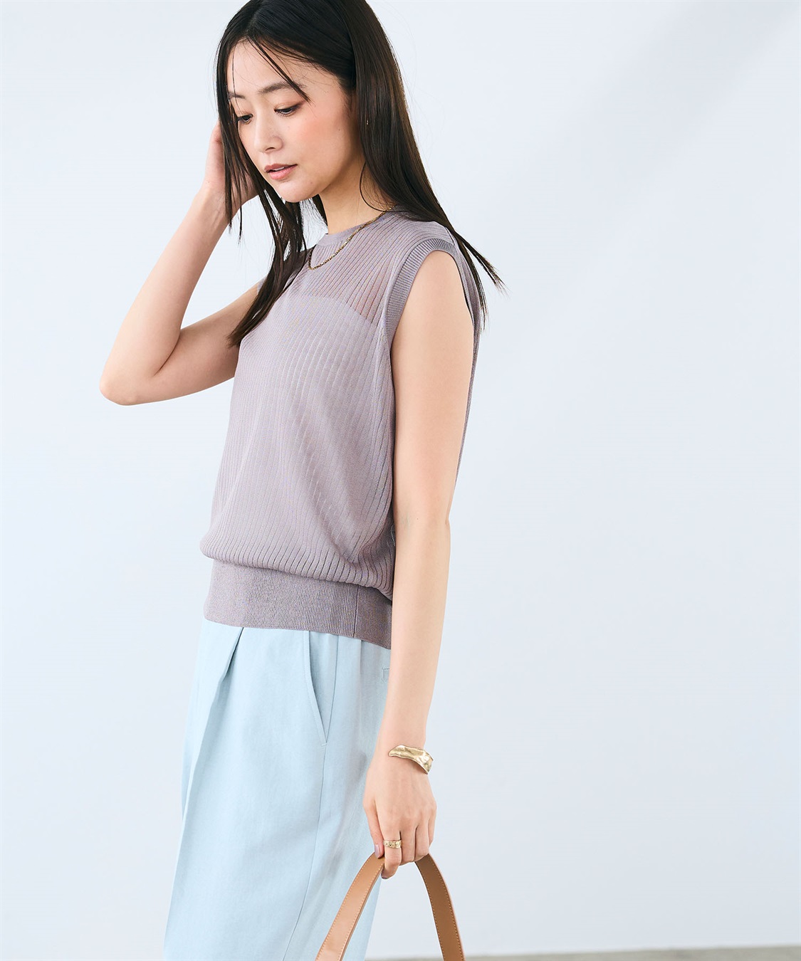 CROSS FUNCTION 《洗える》サマ美え シアーリブニットベスト_sub_4