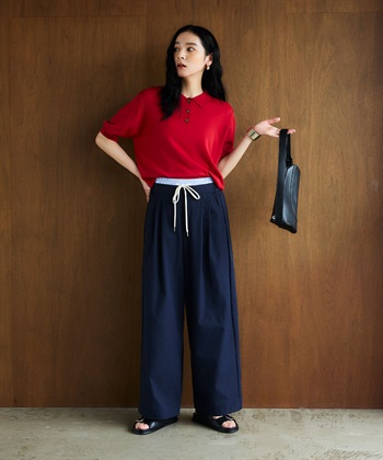 CROSS FUNCTION 《洗える》サマ美え 配色サマーニットポロトップス_subthumb_6