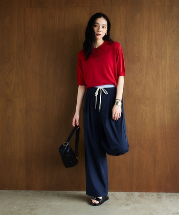 CROSS FUNCTION 《洗える》サマ美え 配色サマーニットポロトップス_subthumb_7