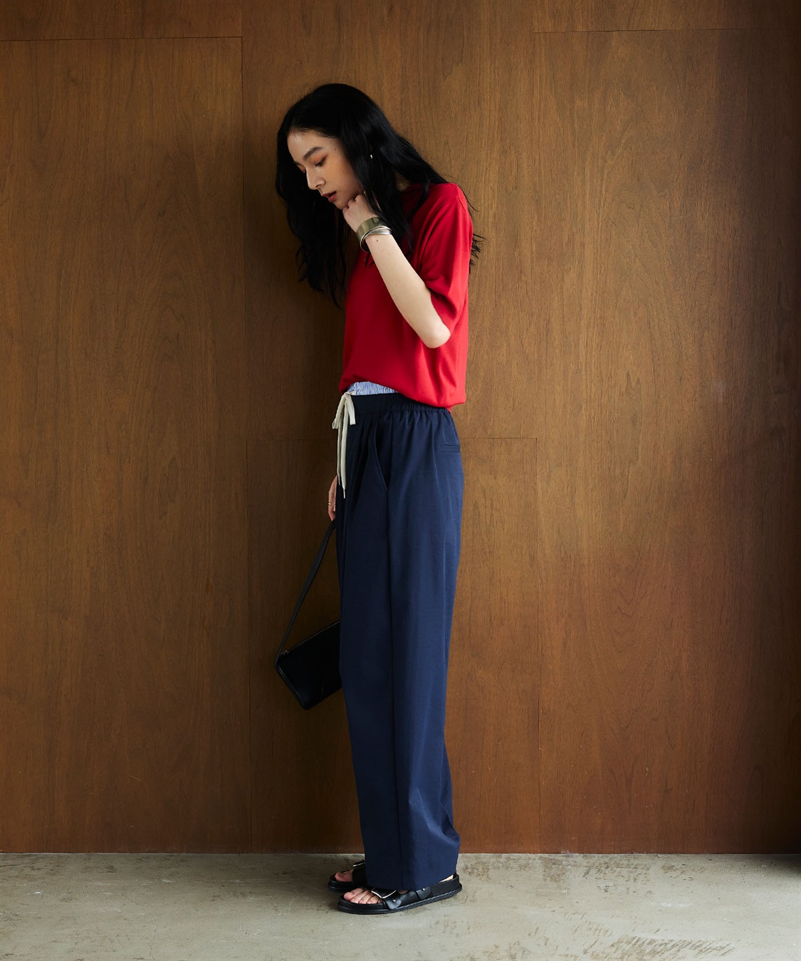 CROSS FUNCTION 《洗える》サマ美え 配色サマーニットポロトップス_sub_9