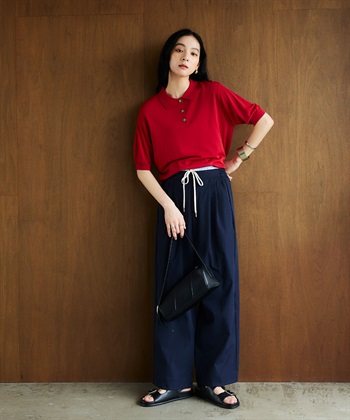 CROSS FUNCTION 《洗える》サマ美え 配色サマーニットポロトップス_subthumb_10