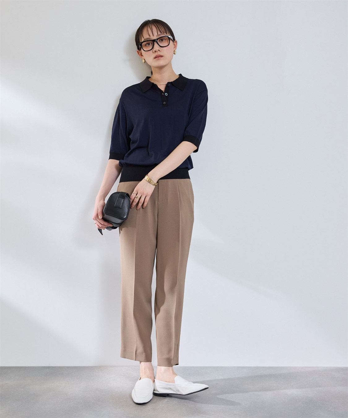 CROSS FUNCTION 《洗える》サマ美え 配色サマーニットポロトップス_sub_16