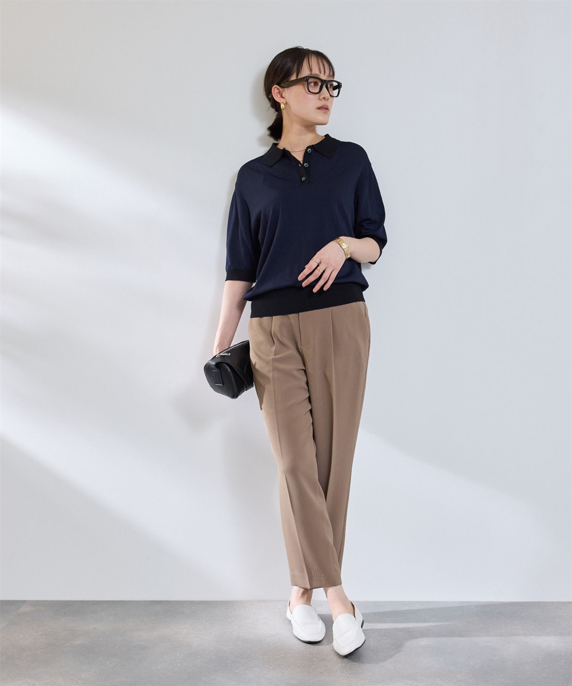 CROSS FUNCTION 《洗える》サマ美え 配色サマーニットポロトップス_sub_17