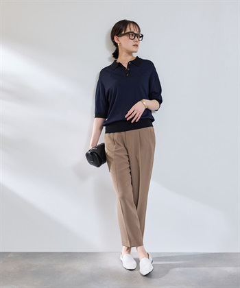 CROSS FUNCTION 《洗える》サマ美え 配色サマーニットポロトップス_subthumb_17