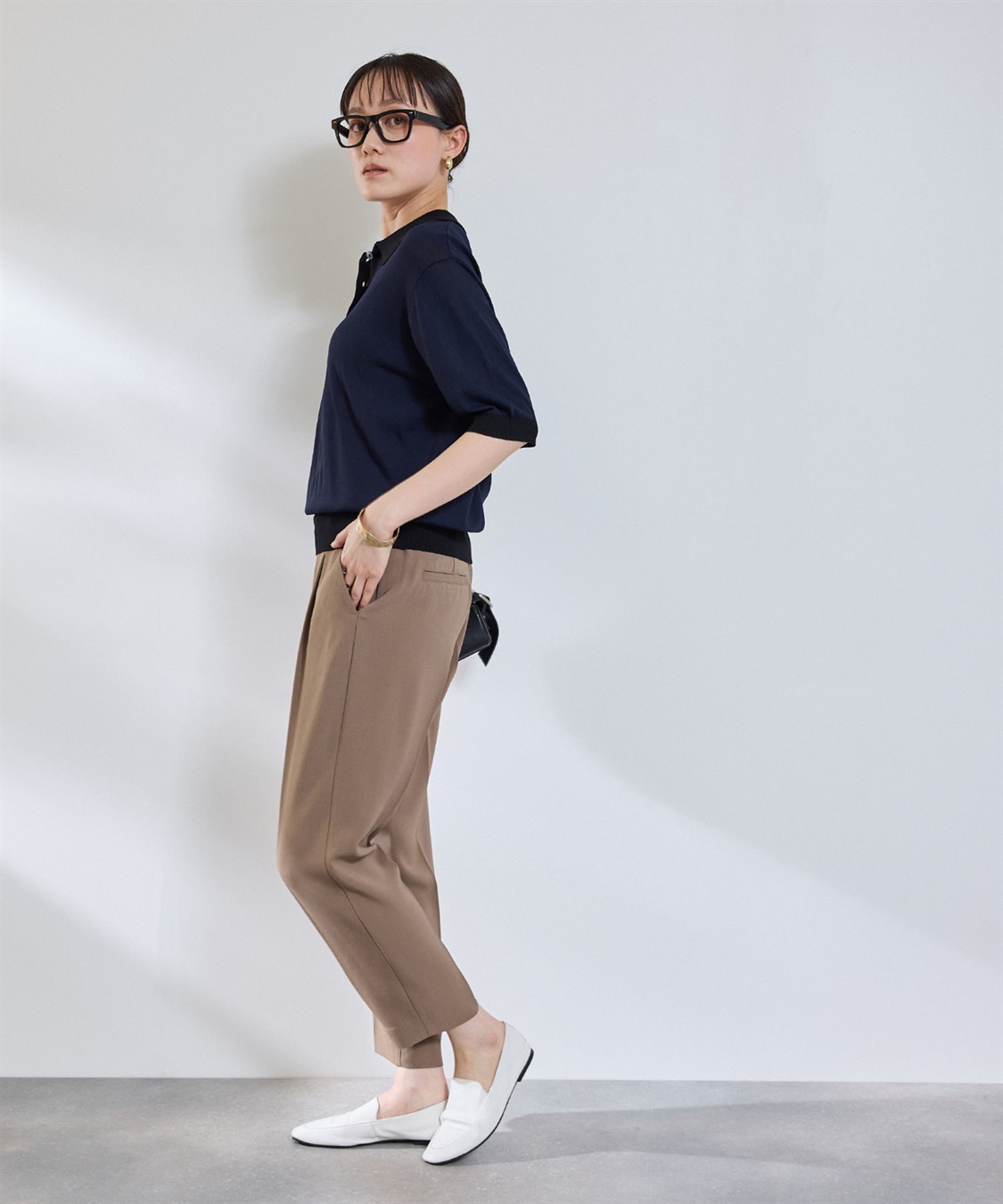 CROSS FUNCTION 《洗える》サマ美え 配色サマーニットポロトップス_sub_18