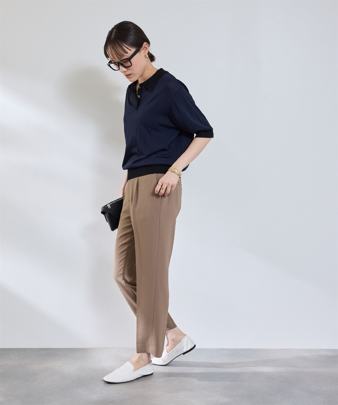 CROSS FUNCTION 《洗える》サマ美え 配色サマーニットポロトップス_sub_19