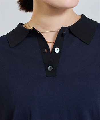 CROSS FUNCTION 《洗える》サマ美え 配色サマーニットポロトップス_subthumb_20