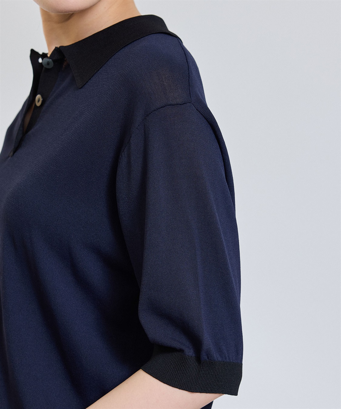 CROSS FUNCTION 《洗える》サマ美え 配色サマーニットポロトップス_sub_21