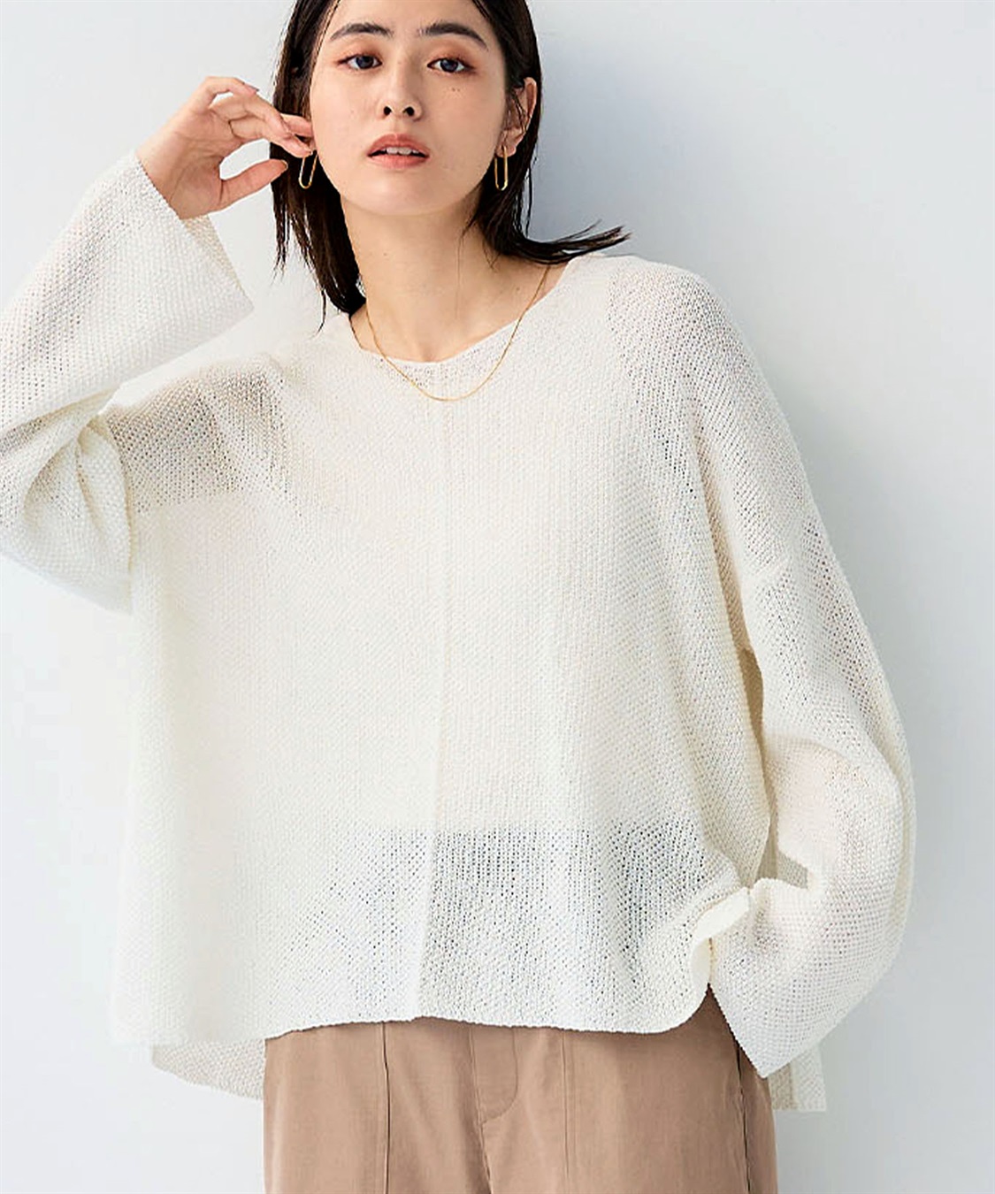 CROSS FUNCTION 《洗える》エブ楽 ルーズクラフトニットプルオーバー_sub_1