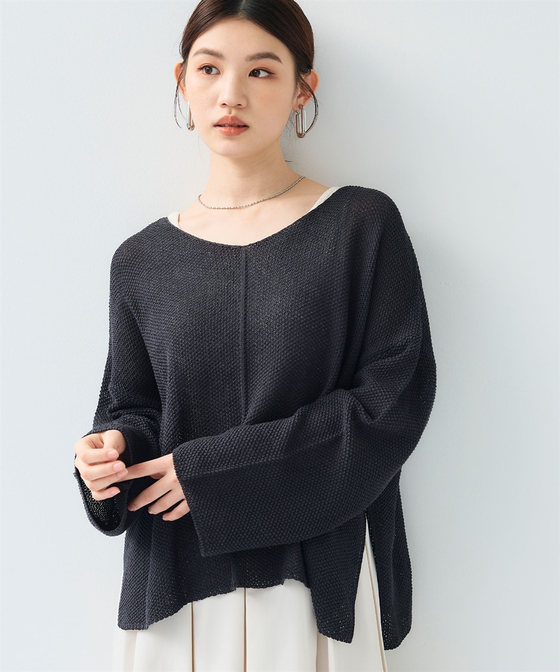 CROSS FUNCTION 《洗える》エブ楽 ルーズクラフトニットプルオーバー_sub_2