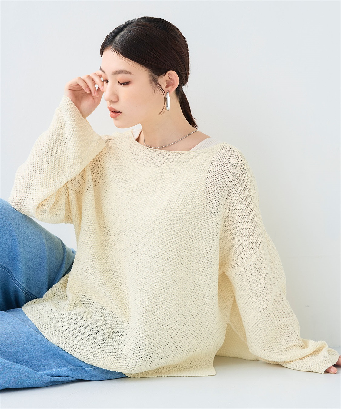 CROSS FUNCTION 《洗える》エブ楽 ルーズクラフトニットプルオーバー_sub_6