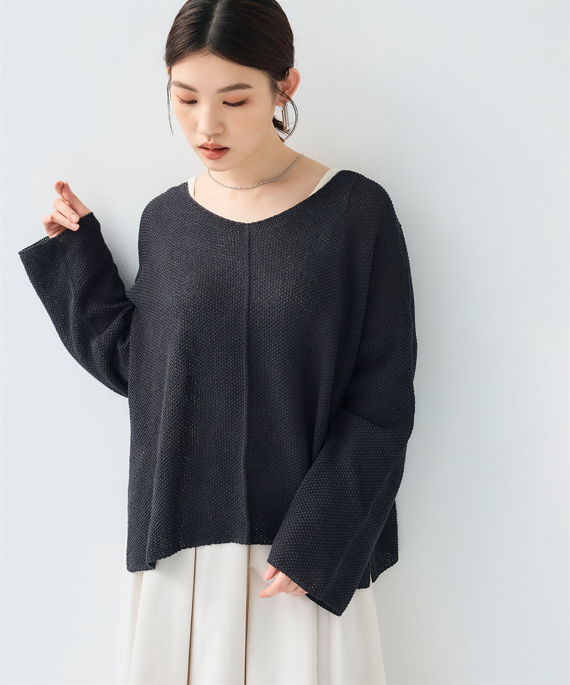 CROSS FUNCTION 《洗える》エブ楽 ルーズクラフトニットプルオーバー_sub_13