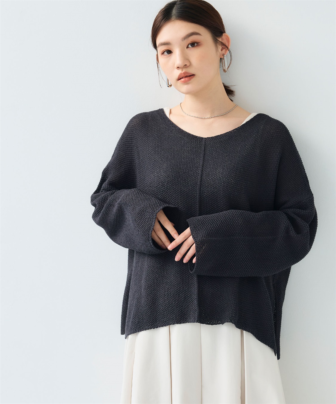 CROSS FUNCTION 《洗える》エブ楽 ルーズクラフトニットプルオーバー_sub_16