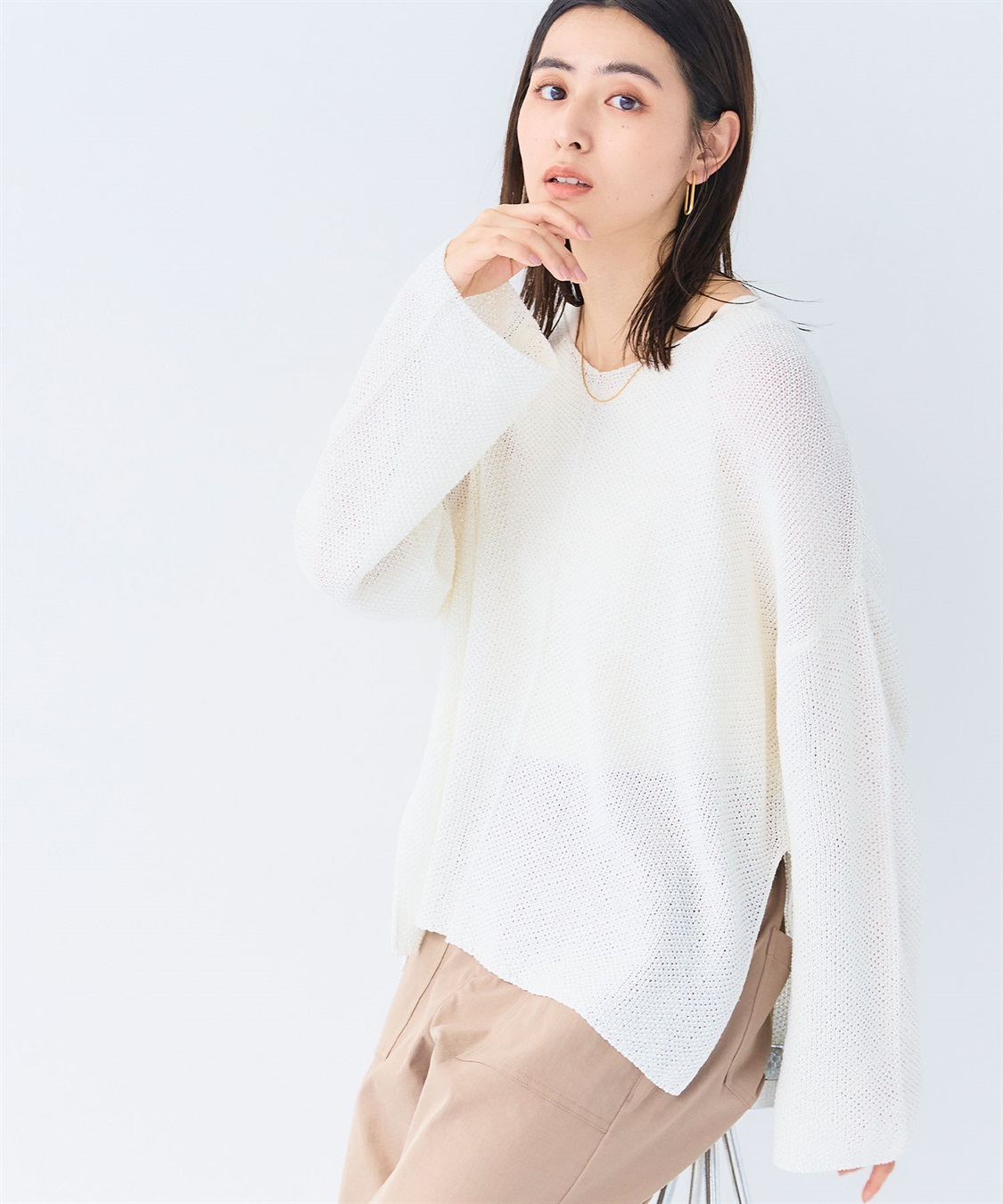 CROSS FUNCTION 《洗える》エブ楽 ルーズクラフトニットプルオーバー_sub_21