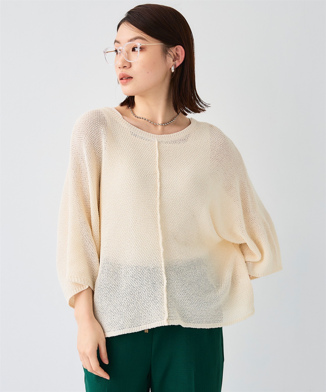 CROSS FUNCTION 《洗える》エブ楽 ルーズクロップドクラフトニットプルオーバー_sub_1