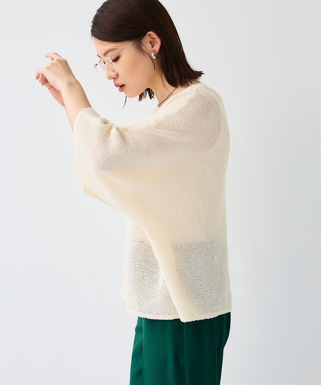 CROSS FUNCTION 《洗える》エブ楽 ルーズクロップドクラフトニットプルオーバー_sub_4