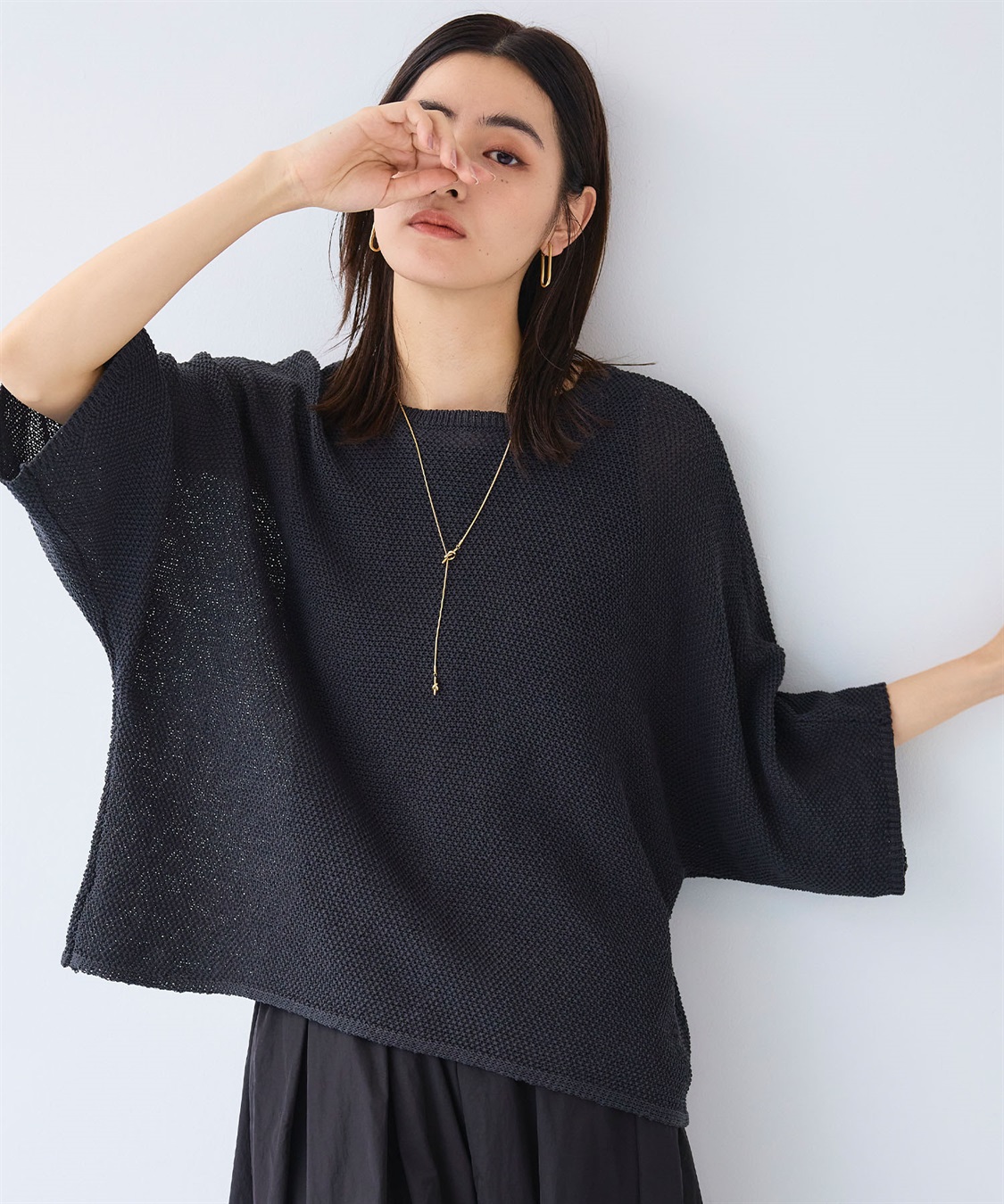 CROSS FUNCTION 《洗える》エブ楽 ルーズクロップドクラフトニットプルオーバー_sub_12