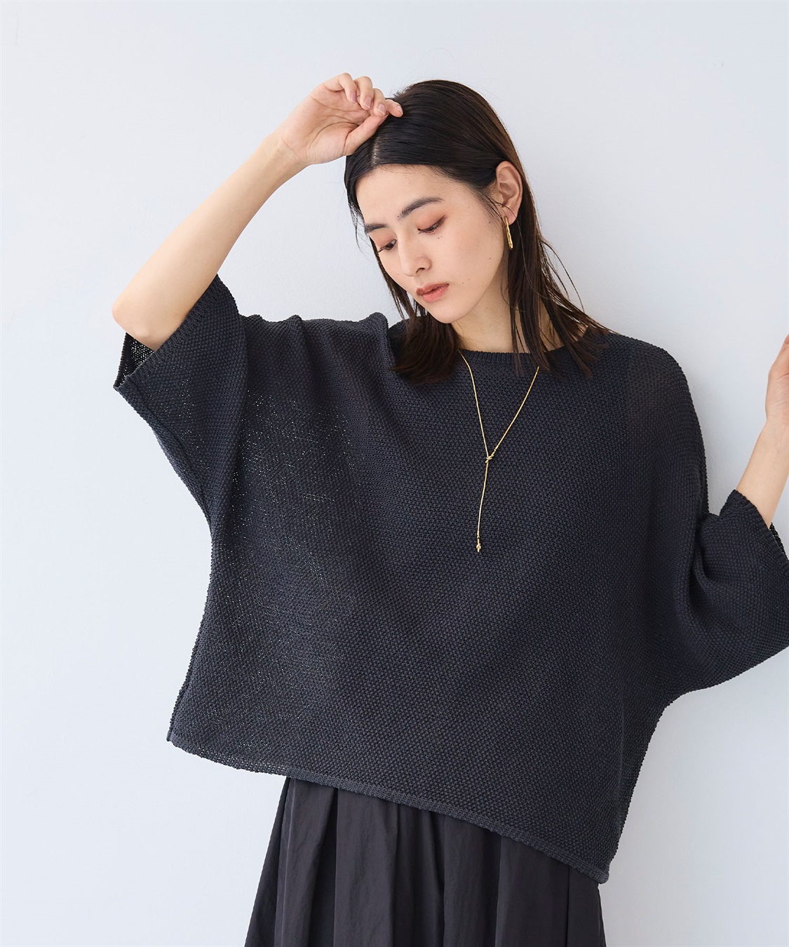 CROSS FUNCTION 《洗える》エブ楽 ルーズクロップドクラフトニットプルオーバー_sub_13