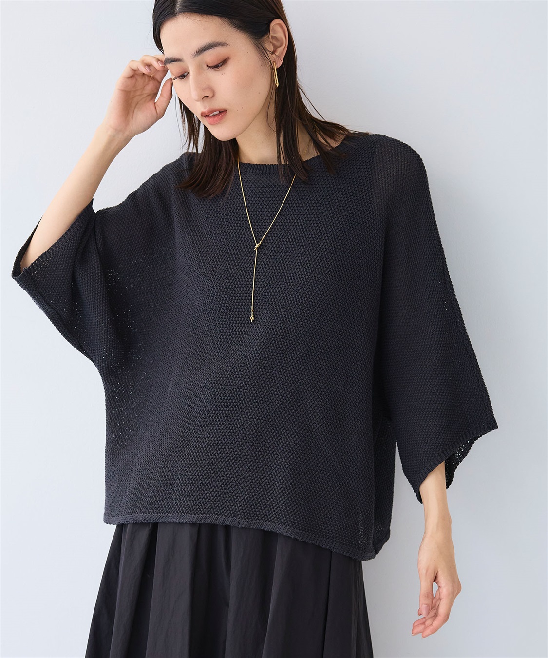 CROSS FUNCTION 《洗える》エブ楽 ルーズクロップドクラフトニットプルオーバー_sub_15