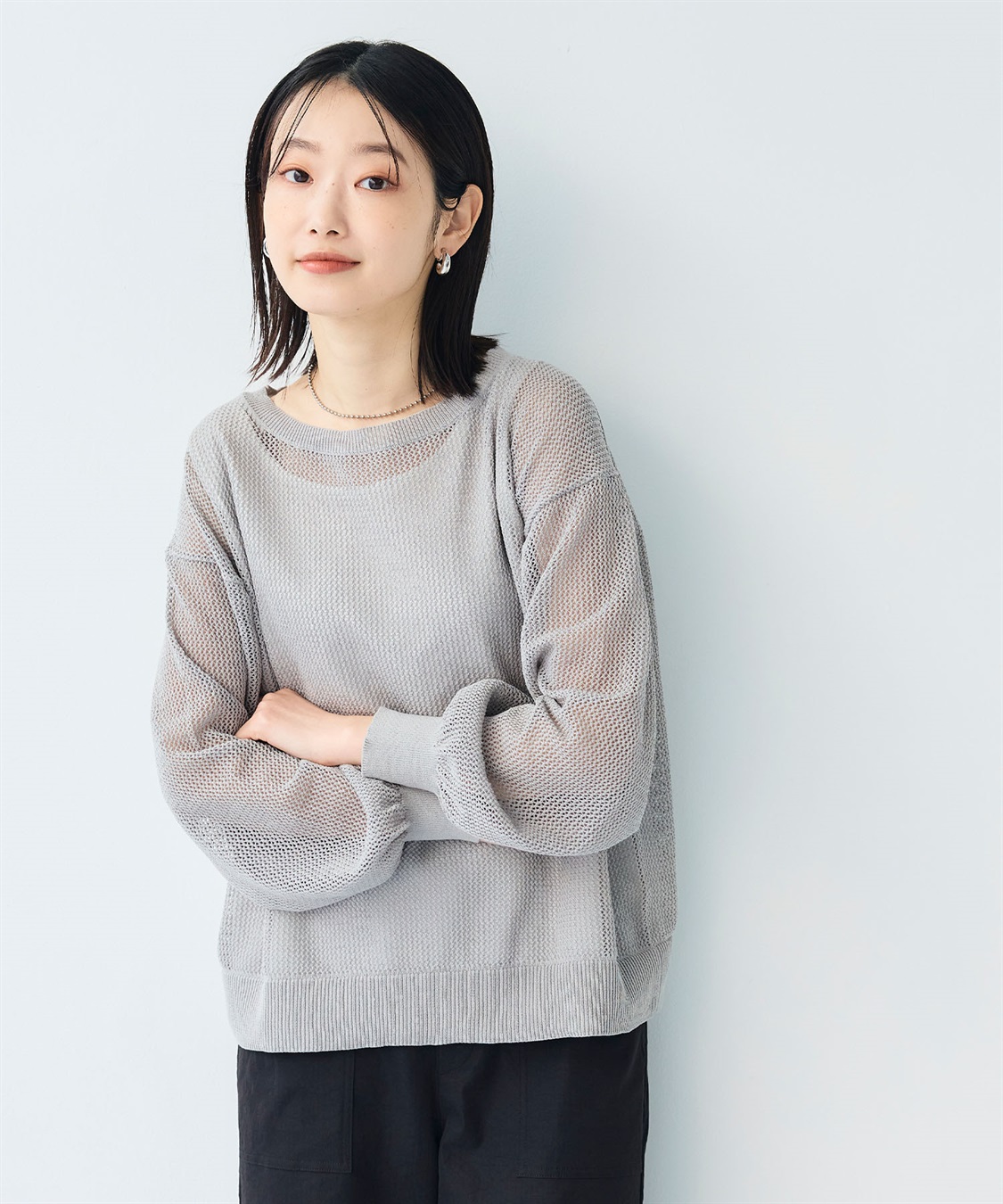 CROSS FUNCTION 《洗える》エブ楽 クラフトメッシュニットアンサンブル_sub_3