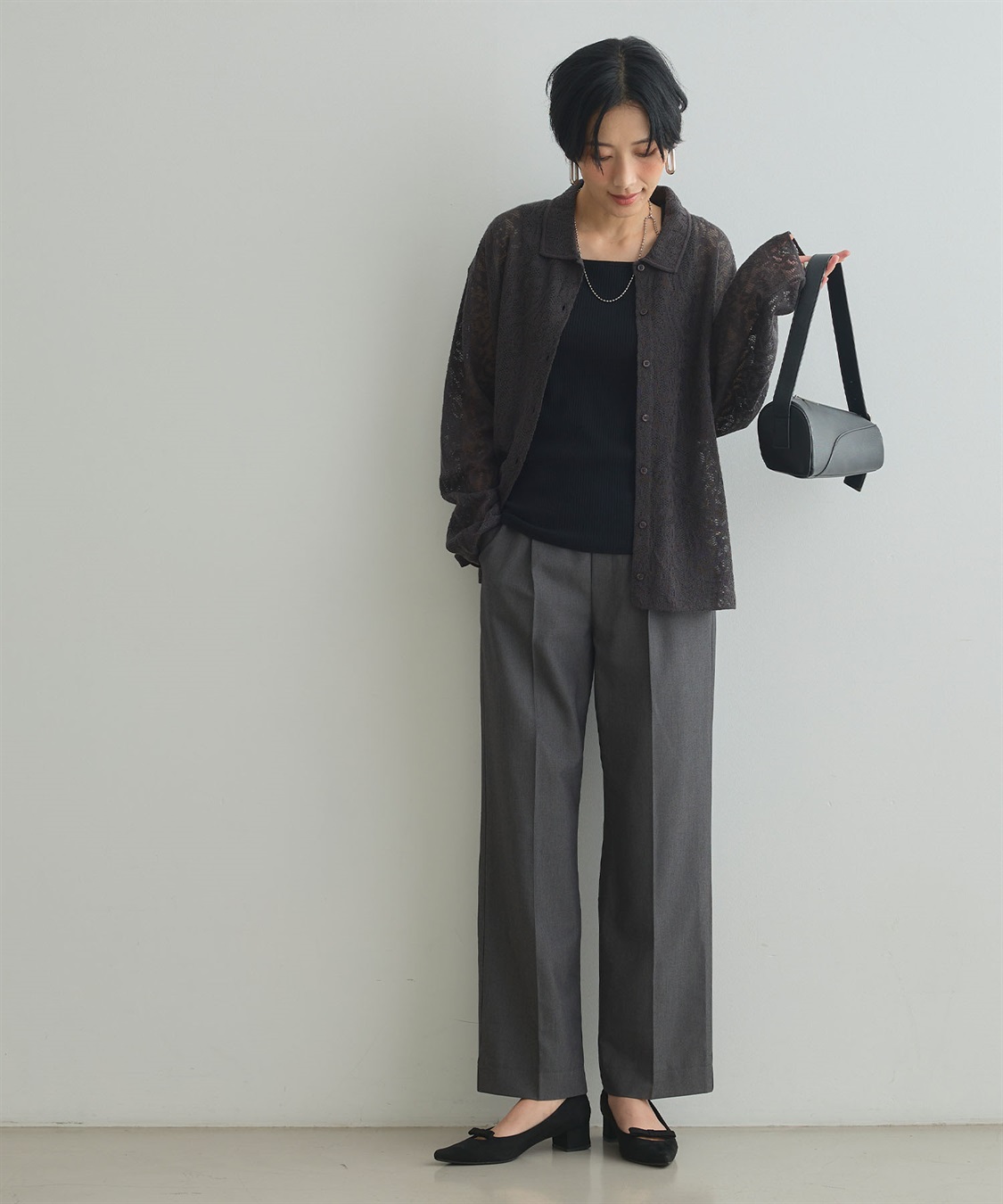 CROSS FUNCTION 《洗える》サマ美え シアージャガードレースニットカーディガン_sub_5