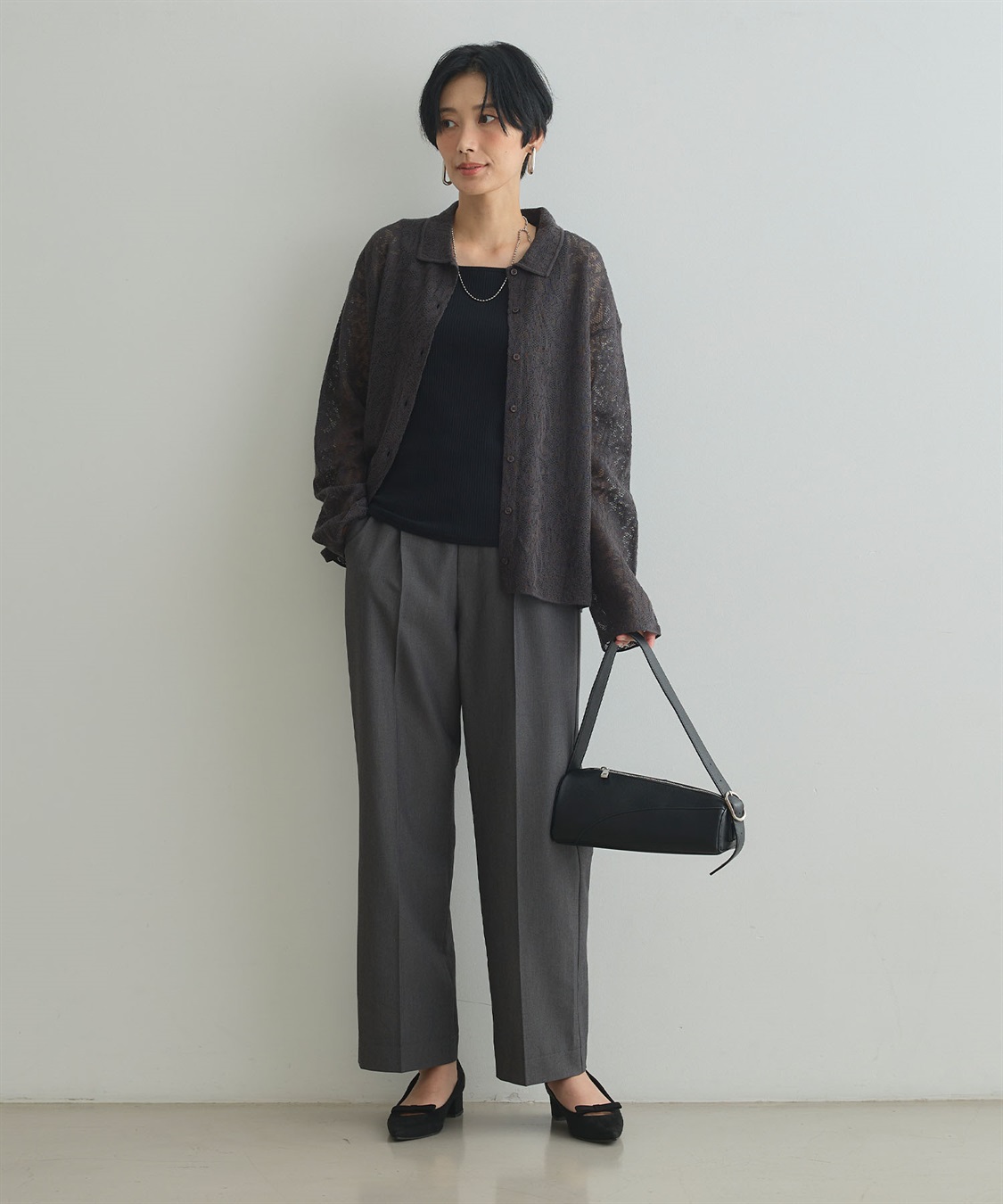 CROSS FUNCTION 《洗える》サマ美え シアージャガードレースニットカーディガン_sub_6