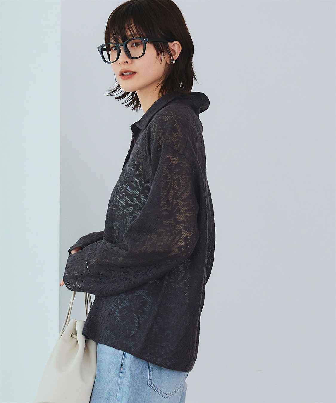 CROSS FUNCTION 《洗える》サマ美え シアージャガードレースニットカーディガン_sub_12