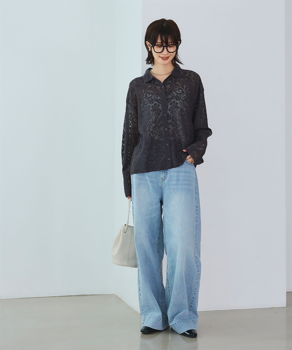 CROSS FUNCTION 《洗える》サマ美え シアージャガードレースニットカーディガン_sub_13