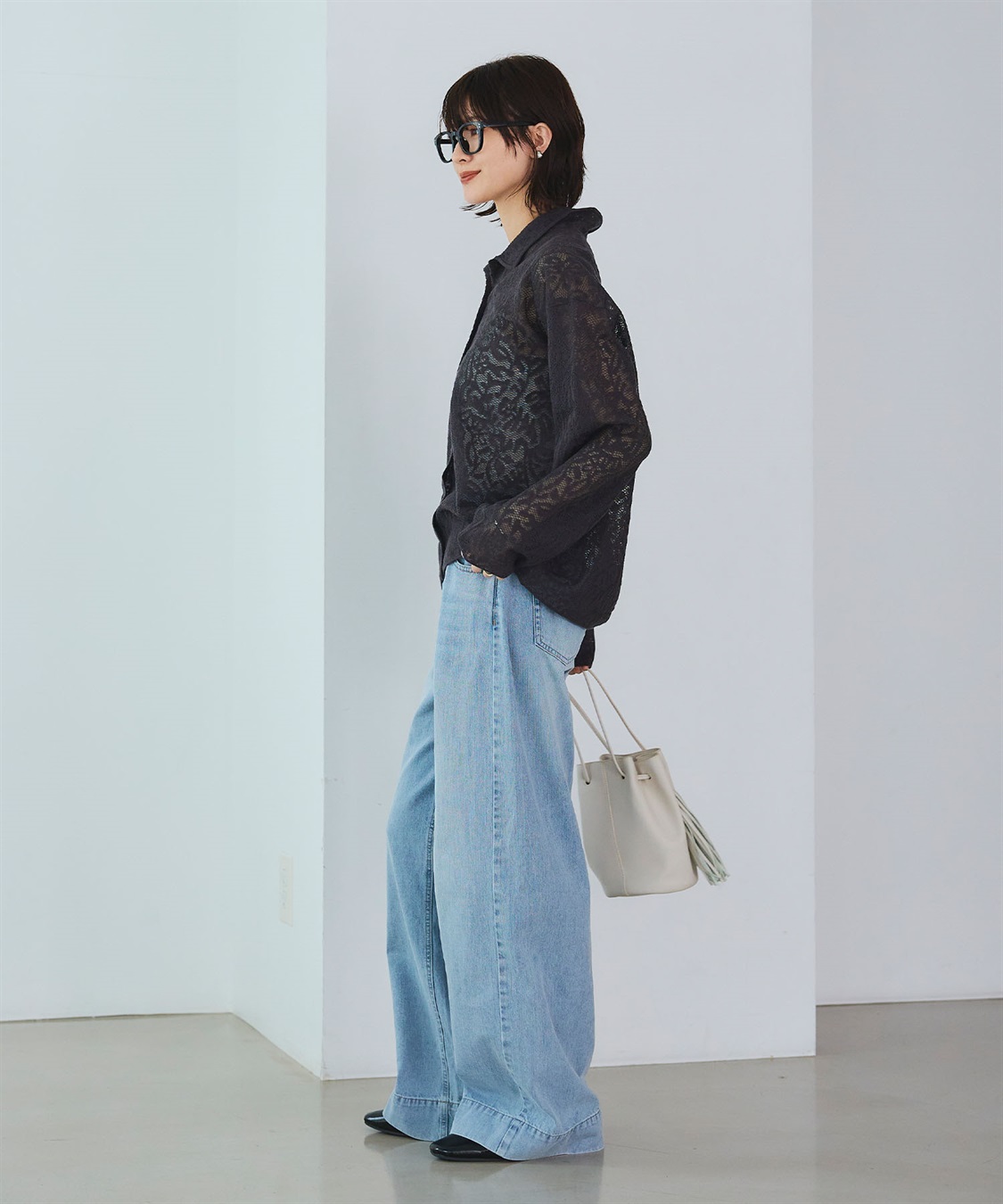 CROSS FUNCTION 《洗える》サマ美え シアージャガードレースニットカーディガン_sub_14